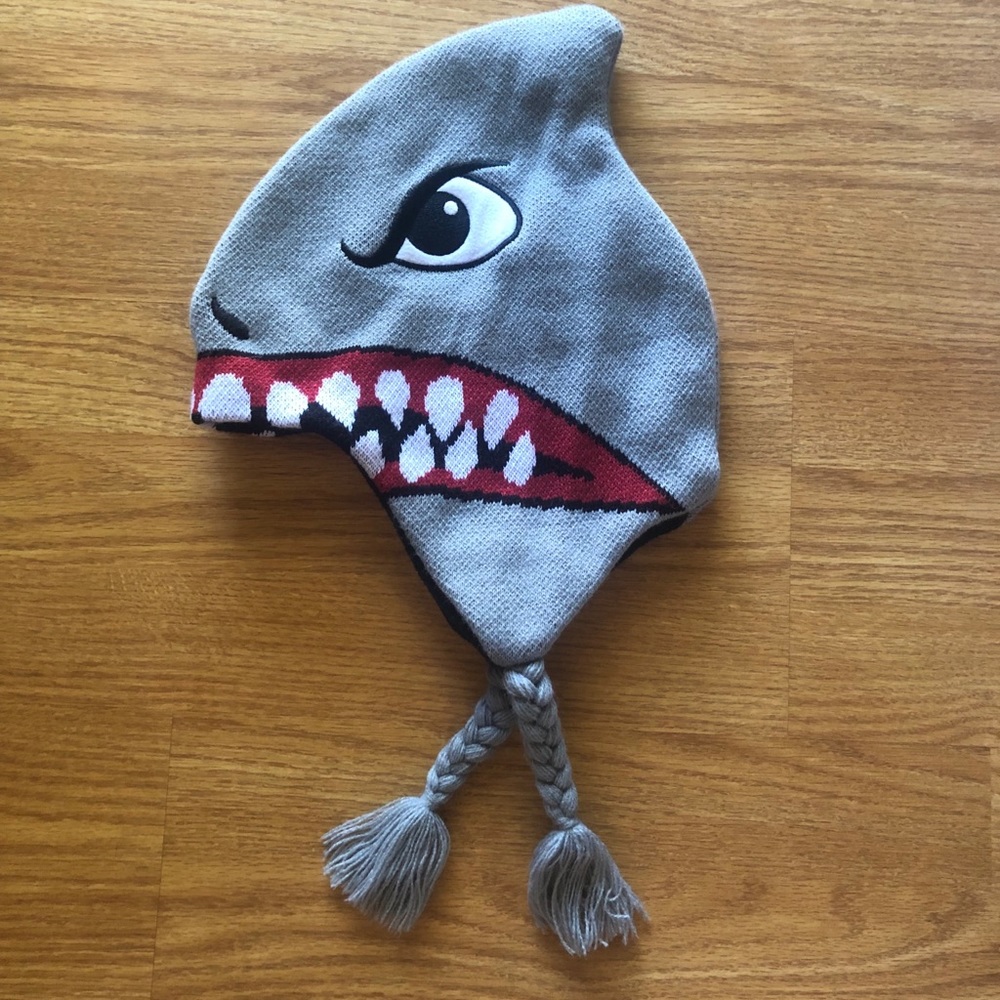 Shark toddler kid beanie fringe warm